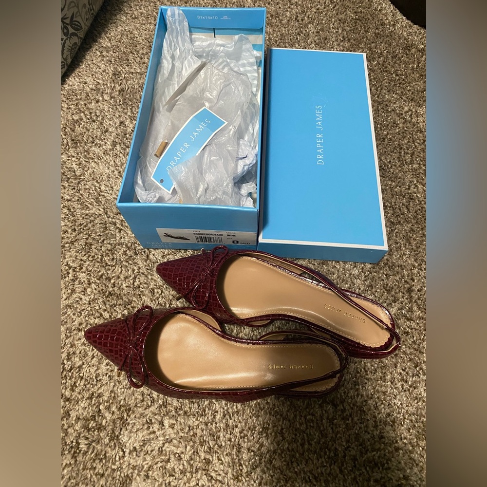 Draper James Brookebordeaux Wine Slingback Flat Dress Shoe 8 Medium